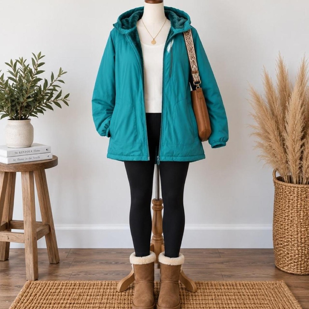 Duluth Trading Co. Teal Faux Fur Lined Hooded Jacket – Size 3X